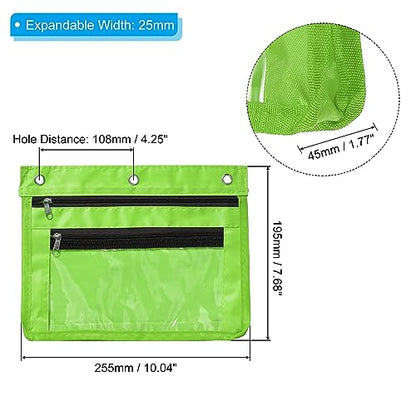 PATIKIL Expandable Pencil Pouch for 3 Rings Binder, 1 Pack Oxford Cloth Large Capacity Zipper Binder Pouch Pencil Case for Office Home, Green - color: Green