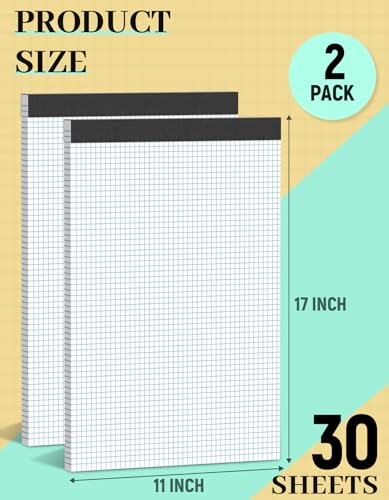 2 Pack Graph Paper Pad 11x17 for Blueprint Drawings, Drafting, Engineering Drawing, and Planning, 4x4 Quad Ruled Blueprint Quadrille Paper, Perforated Large Grid Paper Drafting Paper 30 Sheets/Pad - style: 2 Pack - 11 x 17 IN - 30 Sheets - White