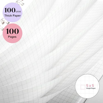 Yoment Graph Paper Notebook Spiral Notebook 8.5 x 11 A4 Large Grid Paper Notebooks, 100 GSM Thick Graph Paper, Plastic Cover Graphing Notebook for Work School Engineering, A4 Pink - color: Pink, style: E - Graph - A4