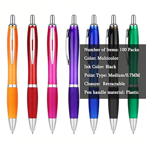 Pack of 100 Custom Logo Pens - Personalized Clear Ballpoint Pens - color: Multicolor