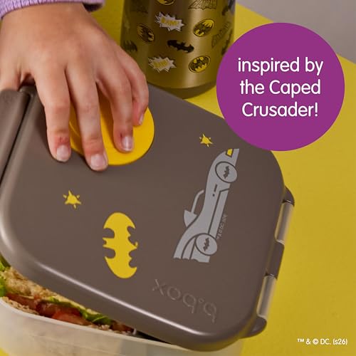 b.box Batman Mini Lunch Box Kids | 4.25 Cup Leak Proof Bento Box for Kids Ages 3+ | 3 Compartment Snack Containers, School Lunch Container, Dishwasher Safe, BPA-Free, PFAS-Free - color: Batman, size: 1-pack