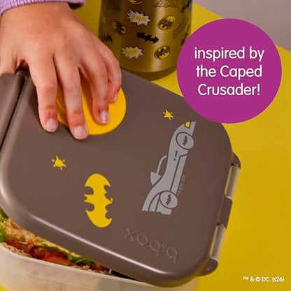 b.box Batman Mini Lunch Box Kids | 4.25 Cup Leak Proof Bento Box for Kids Ages 3+ | 3 Compartment Snack Containers, School Lunch Container, Dishwasher Safe, BPA-Free, PFAS-Free - color: Batman, size: 1-pack
