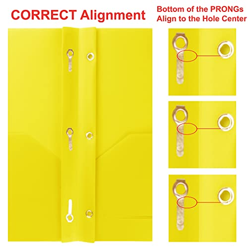Youngever 6 Pack Heavy Duty Plastic Two Pocket Folders with 3 Prongs, Metal Prongs Fastener, Heavy Duty Plastic 2 Pocket Folder (Yellow) - color: Yellow