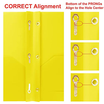 Youngever 6 Pack Heavy Duty Plastic Two Pocket Folders with 3 Prongs, Metal Prongs Fastener, Heavy Duty Plastic 2 Pocket Folder (Yellow) - color: Yellow
