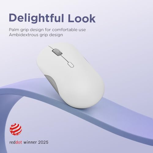 Lenovo 350 Wireless Bluetooth Mouse, Silent Click, 3 Level DPI (1000, 1600, 2400), 36 Month Battery Life, 2 Device Pairing, Cloud Grey - color: Cloud Grey