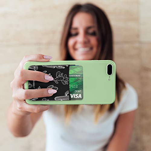 VANDEL Pocket – Stick-On Fabric Phone Wallet Stick On for Women, Cute Credit Card Holder for Phone Case, Back of Phone Fabric Sleeve for iPhone Pocket, Stretchy Wallet Phone Case - color: Cactus Print