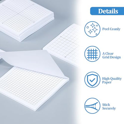 6 Packs Graph Paper Sticky Notes 300 Sheets 3 x 3 Inch Mini Graph Pads 20 x 20 Four Quadrant X Y Axis Coordinate Plane Post It Adhesive Grid Sticky Notes for Office School Math Supplies - style: 1style