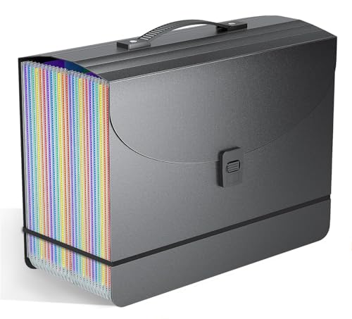 25 Pockets Expanding File Folders,Portable Accordion File Organizer,Expandable File Folder,Bill,Paper Receipt,Document Organizer,Plastic Accordian Filing Box,Colored Tabs,A4/Letter Size - color: Matte, size: 25-Packets