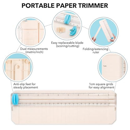 BAOFALI Mini Paper Trimmer with Extending Ruler for Scrapbooking Craft, Paper, Postcards,Coupon, Photos,Label, Cardstock ect Closed Size Approx.26.5x8.5cm/10.4x3.3inch