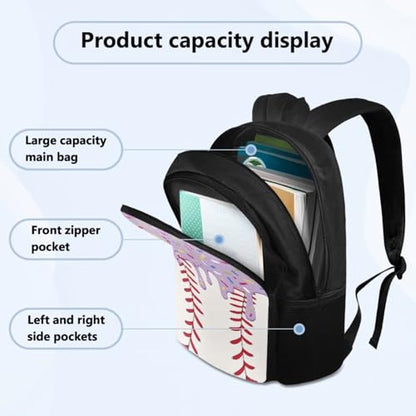 Purple Baseball Backpack for Boys Ice Cream Drip Kids Backpack Insulated Lunch Bag Pencil Case and Water Bottle Holder Elementary Fresh Daily Supplies 4 Piece Back to School Gifts - color: Purple