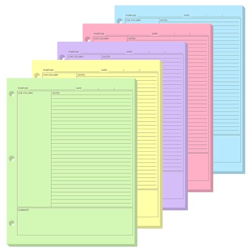 Ctosree 200 Sheets Cornell Notes Loose Leaf Paper 8.5 x 11 Inch, College Ruled Filler Paper for 3 Ring Binder Note Taking System for School Office Business Home (Colorful) - color: Colorful