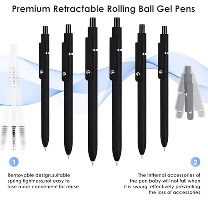 Gel Pens, 6PCS 0.5mm Black Ink Fine Point Pens, Cute Office School Supplies | Anniversary Birthday Gifts for Men Women, Quick Dry Smooth Writing Pens For Journaling, Nurse Aesthetic Pen, Elegant Black - color: Multicolor & 6 Elegant Black