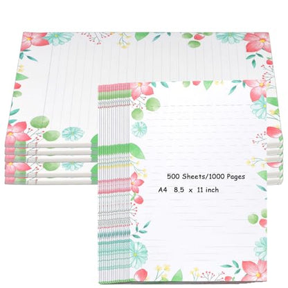 MOUYAT 500 Sheets A4 Stationery Writing Paper, 8.5" x 11" Letter Size Unpunched Ruled Filler Paper, Loose-Leaf Line for Office