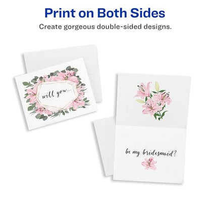 Avery Printable Note Cards, Envelopes Included, 4.25" x 5.5", Textured White, Laser & Inkjet Compatible, 50 Blank Cards, Great for Product Branding, Marketing, and More (3379), (Pack of 6) - size: 4.25" x 5.5" (Pack of 6)