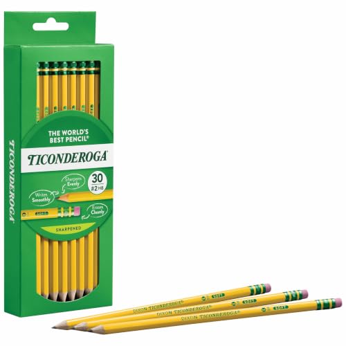 Ticonderoga Wood-Cased Pencils, Pre-Sharpened, #2 HB Soft, Yellow, 30 Count - size: 30 Count (Pack of 1)