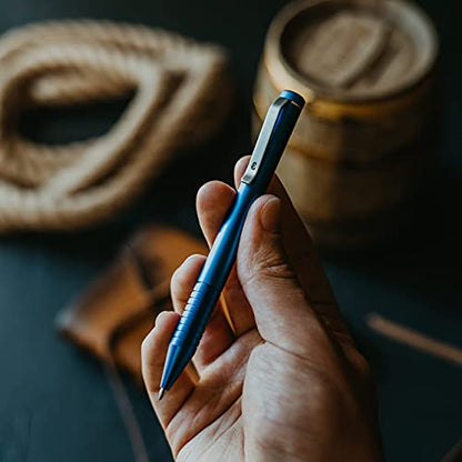 Everyman Aegean Grafton Mini Twist Refillable 0.7mm Metal Gel Ink Pen | EDC Premium Anodized Aluminum Build, Deep-Grooved Grip, Smooth Writing for Journaling, Office, Travel, Gifting & Daily Use - color: Aegean, style: Twist