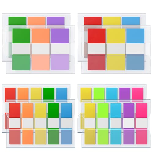 KICNIC Sticky Tabs 800 Pcs, 2 Sizes (1.77×0.79 in & 1.77×0.39 in) Fluorescent Pop Up Book Tabs, Adhesive Index Page Markers, Reusable School Office Supplies, 8 On-The-Go Dispensers (10 Colors) - color: 2size, size: 800pcs