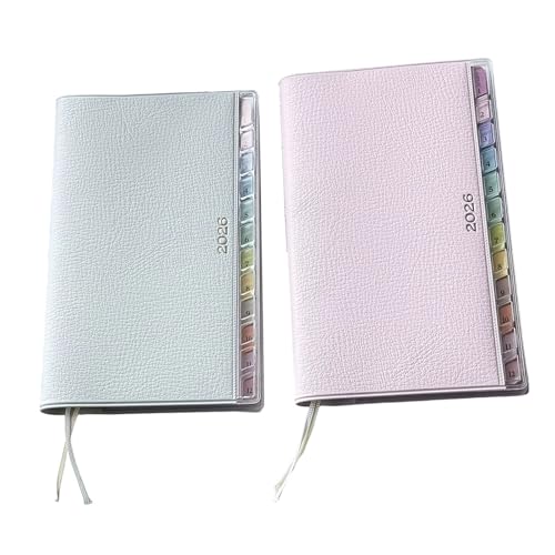 2026 Weekly Planner Dated Leather Notebook Ribbon Bookmarks for Students Daily Scheduling Professional Planner