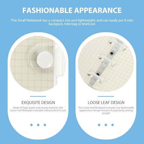 ARTIBETTER Mini Cover Loose-leaf Notebook with White 3-ring Binder, Small Adorable Notepad for Note Taking and Journaling, Convenient Scrapbook for Office and School Use
