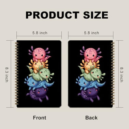 2 Pcs Colorful Axolotl A5 Spiral Notebook, 160 Pages Journal Notebook | Cute Axolotl Gifts Spiral Notepad, College Ruled Notebooks, Hardcover Journals for Writing Office, School Office Supplies - color: Multicolour 0005