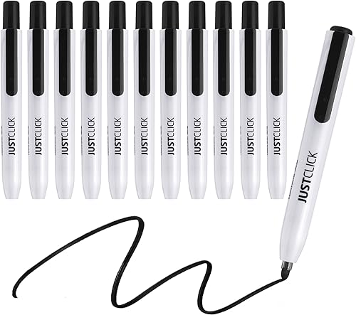 carrotez Retractable Dry Erase Markers, Click Dry Erase Whiteboard Markers, Bullet Tip, Thin Barrel, 12 Count, Black - color: Black
