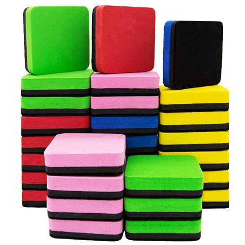 OWLKELA 30 Pack Magnetic Whiteboard Eraser for Kids and Adults, Made of EVA Material, for Cleaning Dry Erase Markers on Magnetic Soft Whiteboard, Glass Whiteboard and Dry Erase Board - color: Multicolor, size: 30 Pcs
