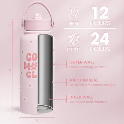 SANDJEST Mom Water Bottle, Cool Moms Club Bottles 32oz Stainless Steel Insulated with Lid, Mom Gifts from Daughter Son, Gifts for Mother's Day Christmas Birthday - color: Mom 1