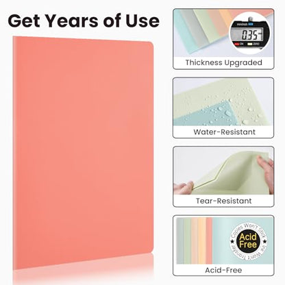 Sooez 6Pack Folders with Pockets, Pastels Colors, Heavy Duty Pocket Folder, Plastic Folders with Pockets, 2-Pocket Folder Bulk, Aesthetic File Folder, Back to School Office Filing Supplies - color: Ligth Retro Colors