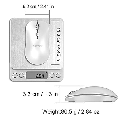 Arteck 2.4G Wireless Mouse with Nano USB Receiver Ergonomic Design Silent Clicking for Computer/Desktop/PC/Laptop and Windows 10/8/7 Build in Rechargeable Battery - White - color: White