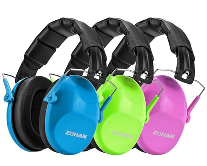 ZOHAN Kids Noise Cancelling Headphones - 25dB NRR Kids Ear Protection 3 Pack, Hearing Protection Safety Ear Muffs for School Monster Truck Fireworks Travel Studying Concerts Events - color: 3pack - Blue+green+pink2.0
