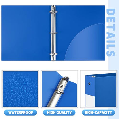 Henoyso 36 Pcs Blue 1.5 Inch 3 Ring Plastic Binder Bulk, 1 1/2 Inch Soft Flexible Binders Three Round Rings Fit 8.5x11 Papers for School Office Home File Organization Supplies - color: Blue
