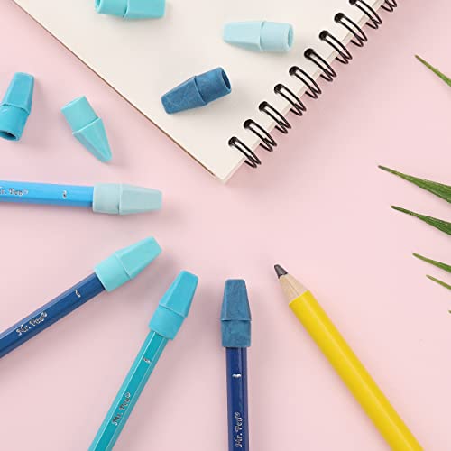 Mr. Pen- Pencil Top Erasers, 120 Pack, Blue Shades, Latex-Free | No-Smudge Cap Pencil Erasers for Precise Erasing, Kids, Teachers, Studying Supplies - color: Blue Shades, size: 120 Pack