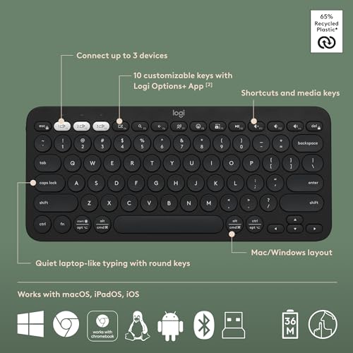 Logitech Pebble 2 Combo Wireless Keyboard and Mouse, Portable - Black | Quiet, portable, customizable, Logi Bolt, Easy-Switch, compatible with macOS, iPadOS, and Chrome - color: Black