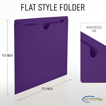 Purple File Jackets, Flat-No Expansion, Letter Size, Reinforced Straight-Cut Tab, 10 Pack - color: Purple