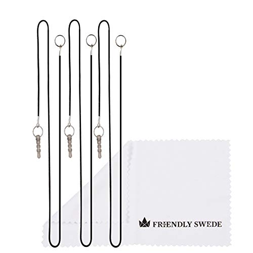 The Friendly Swede Stylus Pen 3-Pack, 5.5in Replaceable Thin Tip | 3 spare tips, Black/Blue/White, 3 Elastic Lanyards, Microfiber Cleaning Cloth Included, Pen for Touchscreen - color: Black/Blue/White