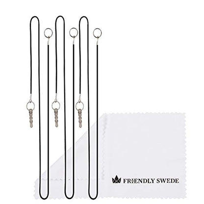 The Friendly Swede Stylus Pen 3-Pack, 5.5in Replaceable Thin Tip | 3 spare tips, Black/Blue/White, 3 Elastic Lanyards, Microfiber Cleaning Cloth Included, Pen for Touchscreen - color: Black/Blue/White