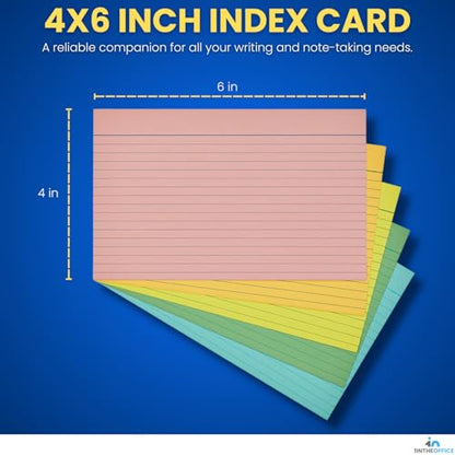 1InTheOffice Ruled 4" x 6" Index Cards, Assorted Pastel, 200/Pack