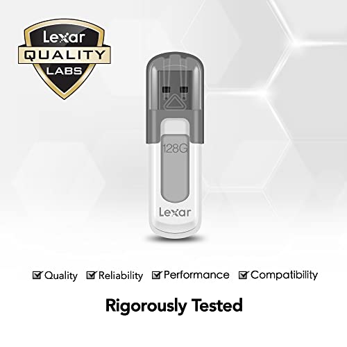 Lexar 128GB 2-Pack JumpDrive V100 USB 3.2 Gen 1 Flash Drive for Storage Expansion and Backup, Up To 100MB/s Read, Gray (LJDV100128G-B2HNU) - style: 2-Pack