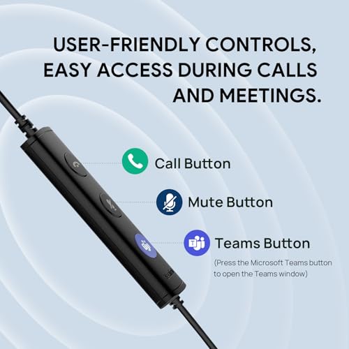 Yealink UH34 USB Headset with Mic, Single Ear Wired Headphones with Noise Cancelling Microphones, Professional Work Headphones VoIP Phone Computer Call Center Office,Ultra Light Mono