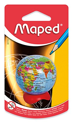 Maped Globe 1 Hole Pencil Sharpener - Compact Desk Accessory - Precise Sharpening - Educational Tool - Attractive Design & Efficient - size: Set of 1