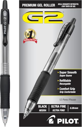 PILOT G2 Premium Refillable and Retractable Rolling Ball Gel Pens, Ultra Fine Point, Black Ink, 12-Pack (31277) - color: Black Ink, size: 12 Count (Pack of 1)