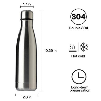 MEWAY 17oz Sport Water Bottle 8 Pack Vacuum Insulated Stainless Steel Leak-Proof Double Wall Cola Shape Water Bottle,Keep Drinks Hot & Cold (Silver,8 Pack) - color: Silver
