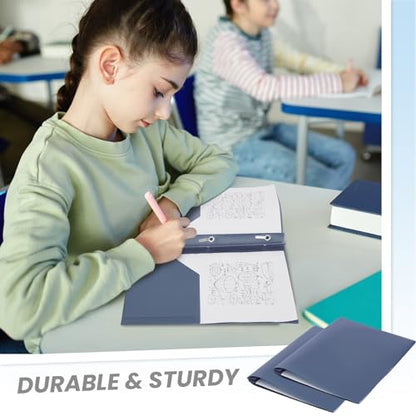 Lincia 100 Pcs Plastic Folders with Pockets and Prong Folders with Prongs 2 Pockets for Office, School for Students, Teachers, Office Workers(Grey Blue) - color: Grey Blue