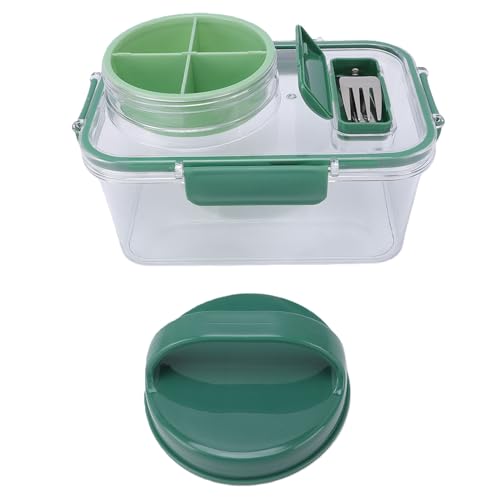 Rectangular Salad Bowl, Salad Container Box with 4 Condiment Containers, Large Capacity Transparent Food Grade Portable for Office Lunch Picnic Travel