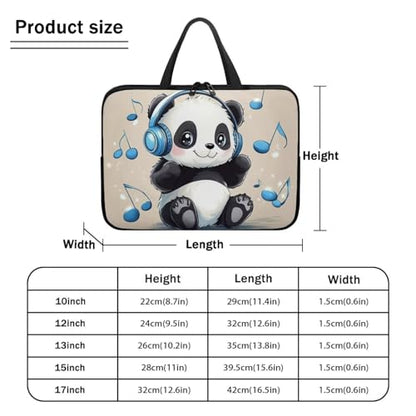 Cute Panda 13 Inch Laptop Sleeve for Women Protective Laptop Tote Bag Cover Compatible with Tablet Notebook Reader Water Resistant Computer Carrying Case with Handle - color: Cute Panda, size: 13inch
