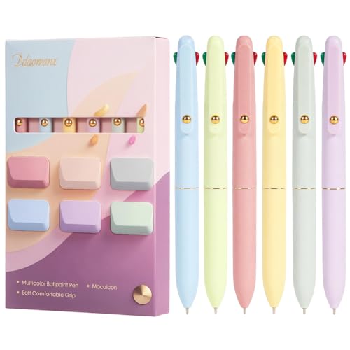 Ddaowanx Multicolor Pens, 4-in-1 Colored Ballpoint Pen 0.5mm Fine Point Smooth Writing,Nurse Accessories for Work,Gifts for Teen Girls,6-Count(Macaroon) - color: 6 Pcs Macaroon