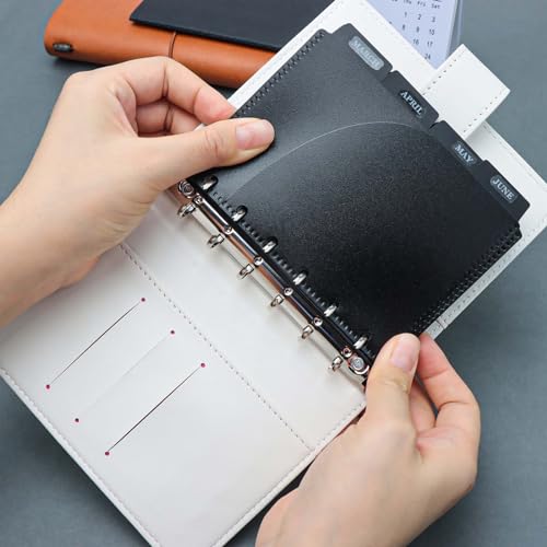 NatSumeBasics 8 Black A7 Binder Pocket Dividers 4 Tabs Mini Planner Inserts PP 2 Layer Cash Envelopes for 6 Ring Budgeting Binder Accessories Supplies (Black Pocket Dividers) - color: Black Pocket Dividers