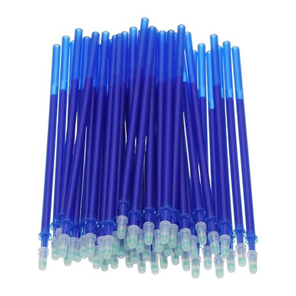 PATIKIL 48 Pcs Erasable Gel Pens Refills, 0.5mm Heat Erasable Pens Refills for Fabric Disappearing Ink Fabric Marking Pen for Sewing Quilting Writing, Blue Ink - color: Blue