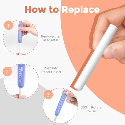 Nicpro 12 Pack TPE Rotary Retractable Pen Eraser Refills, Powerful Erasing, Break-Resistant Replacement Refill for Twist Pen Erasers for Students Drafting Writing Daily Study - color: White