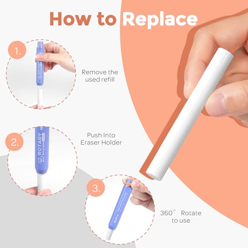 Nicpro 12 Pack TPE Rotary Retractable Pen Eraser Refills | Powerful Erasing, Break-Resistant Replacement Refill for Twist Pen Erasers for School Students Drafting Writing Daily Study - color: White